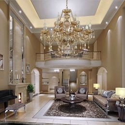Lustr Crystal Luxury Modern 2 Tiers Living 12 Lights