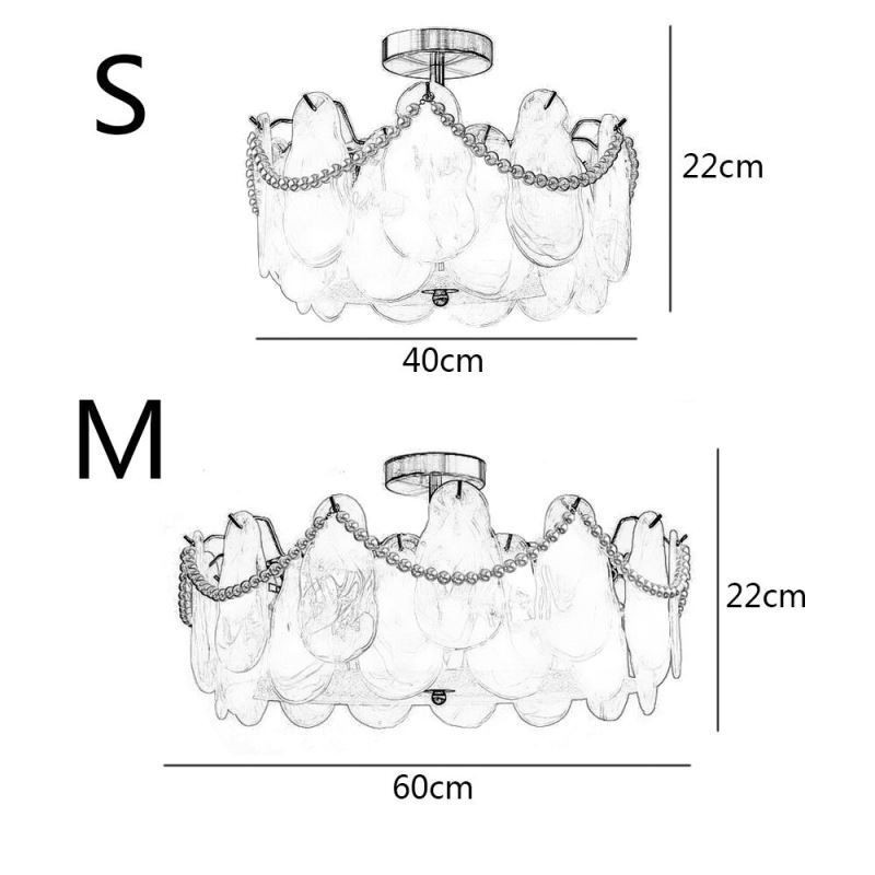 Evropské železné stropní svítidlo Elegantní skleněné stropní svítidlo
