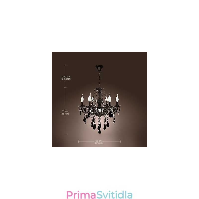 Lustr Black Crystal Modern 6 světel