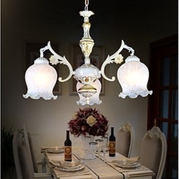 Lustr Three Lights White European Retro Classic