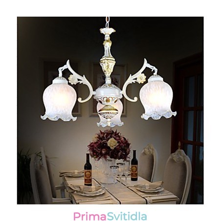 Lustr Three Lights White European Retro Classic