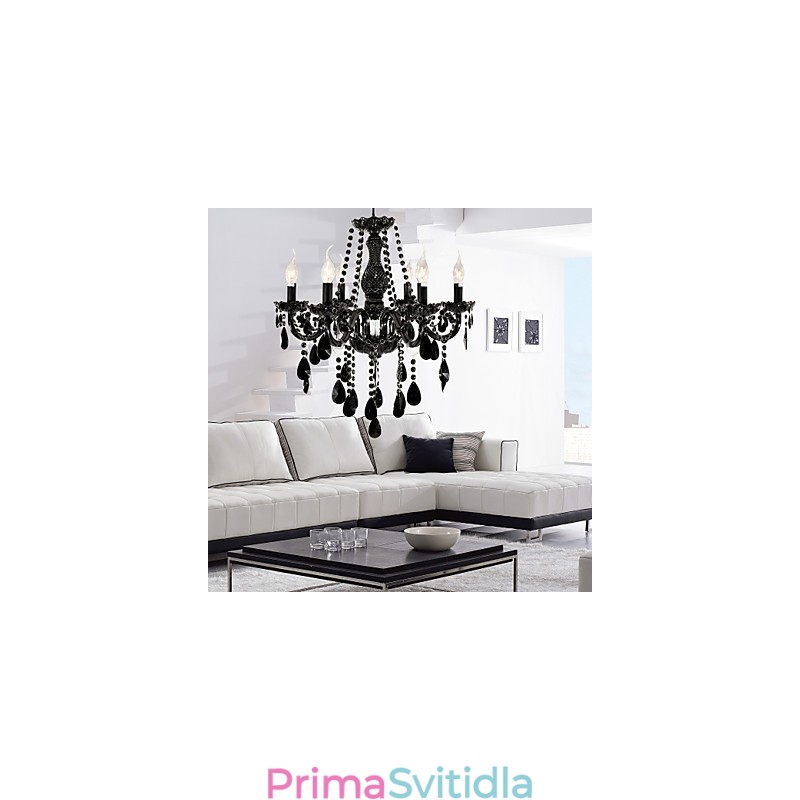 Lustr Black Crystal Modern 6 světel
