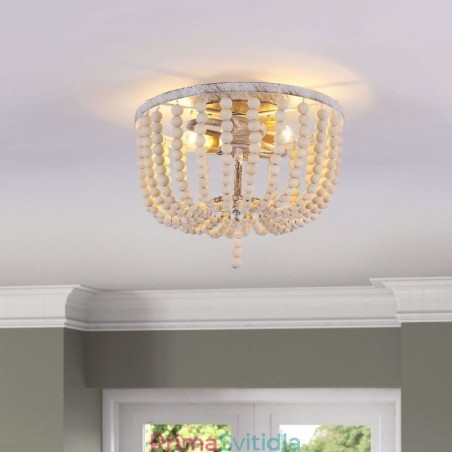 Farmhouse Wood Beaded Lighting Mount Celling Light 3 Light Fix Farmhouse Wood Beaded Lighting Mount Celling Light 3 Light Fix