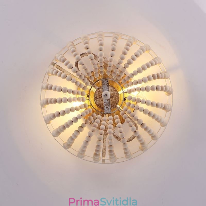Farmhouse Wood Beaded Lighting Mount Celling Light 3 Light Fix