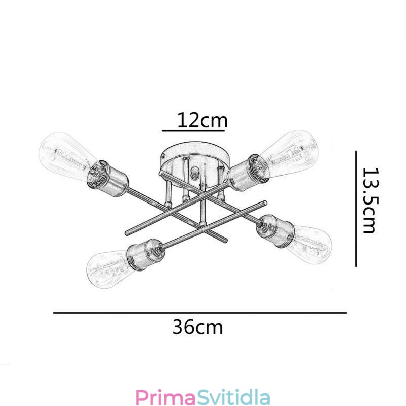 Stropní svítidlo se 4 zásuvkami pro zapuštěnou montáž