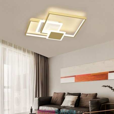 Moderní 2vrstvé stropní svítidlo s geometrickým zapuštěným svítidlem ve zlaté barvě Moderní 2vrstvé stropní svítidlo s geometrickým zapuštěným svítidlem ve zlaté barvě