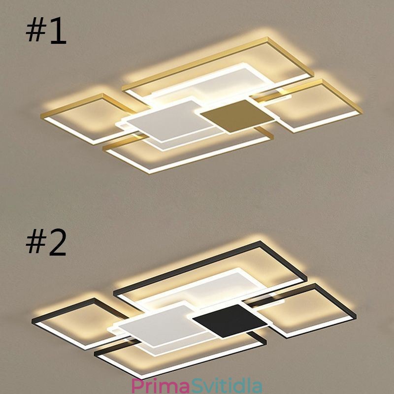 Moderní 2vrstvé stropní svítidlo s geometrickým zapuštěným svítidlem ve zlaté barvě