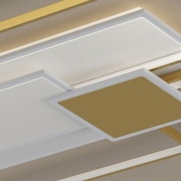 Moderní 2vrstvé stropní svítidlo s geometrickým zapuštěným svítidlem ve zlaté barvě