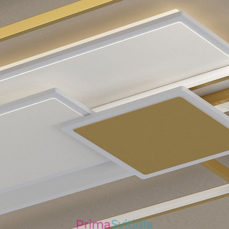 Moderní 2vrstvé stropní svítidlo s geometrickým zapuštěným svítidlem ve zlaté barvě