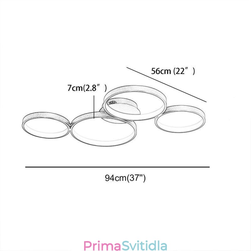 Stropní svítidlo 7200LM 4 kroužkové svítidlo