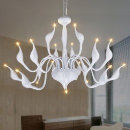 18 světel Stainless Post Modern Swan Lustr Light G4 White Dokončeno