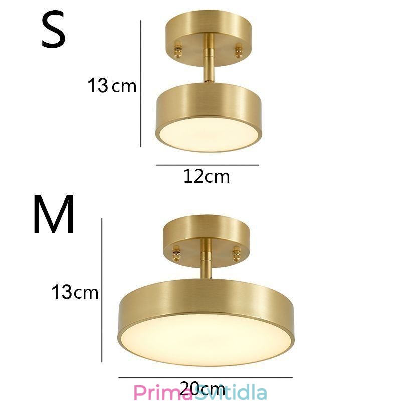 Zlaté měděné mini kulaté stropní svítidlo