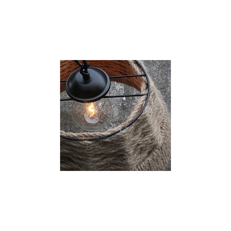 Retro ručně vyráběná krajská lustrová lampa z konopného lana v industriálním venkovském stylu