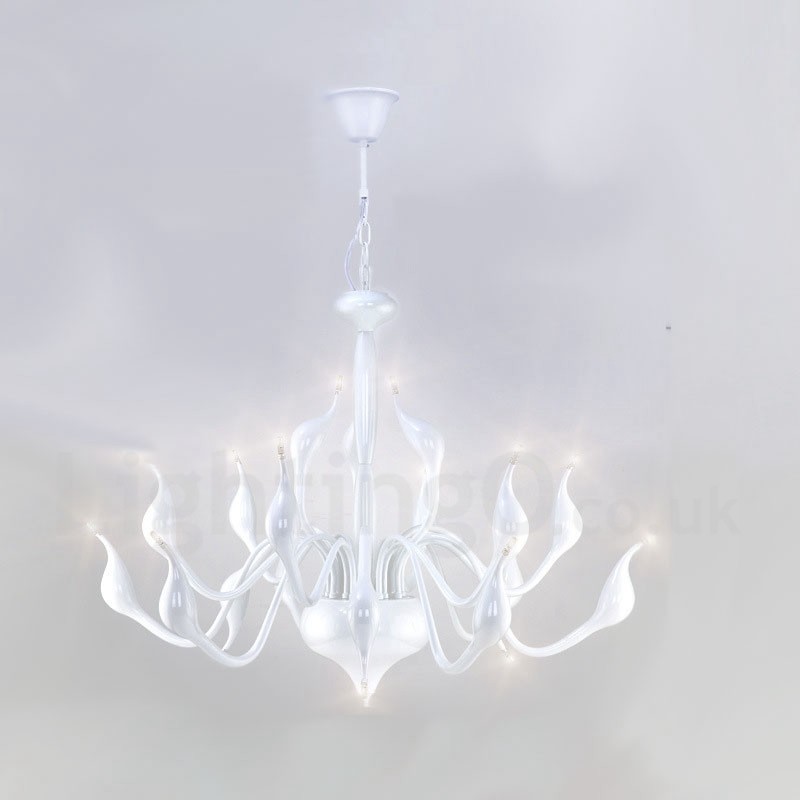 18 světel Stainless Post Modern Swan Lustr Light G4 White Dokončeno