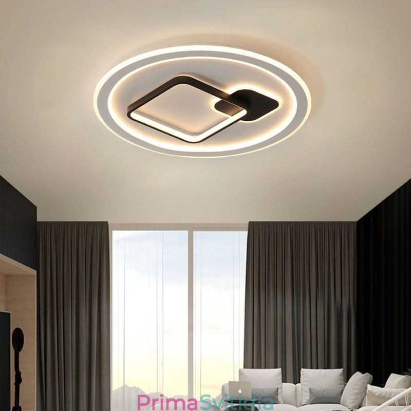 Moderní minimalistická stropní lampa s kulatým a čtvercovým zapuštěným svítidlem