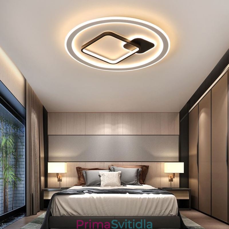 Moderní minimalistická stropní lampa s kulatým a čtvercovým zapuštěným svítidlem