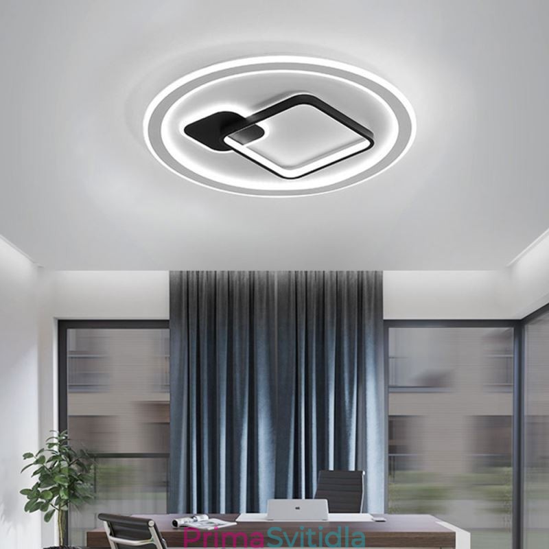 Moderní minimalistická stropní lampa s kulatým a čtvercovým zapuštěným svítidlem