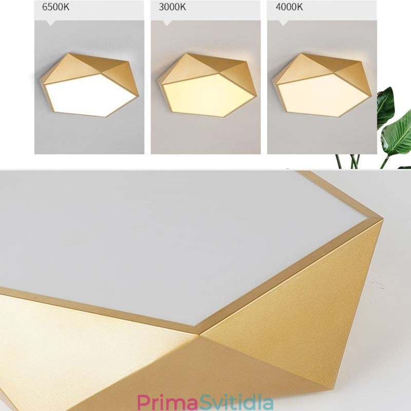 Zlaté geometrické zapuštěné akrylátové stropní svítidlo