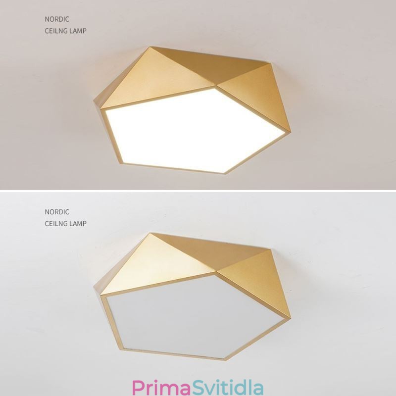 Zlaté geometrické zapuštěné akrylátové stropní svítidlo