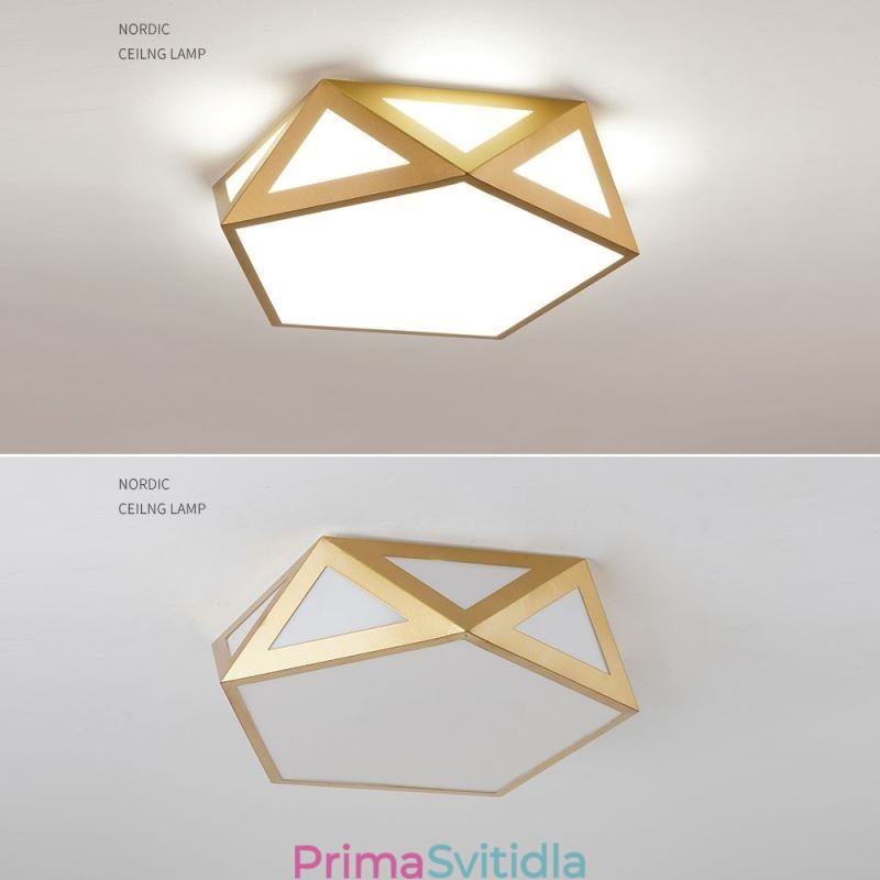 Zlaté geometrické zapuštěné akrylátové stropní svítidlo