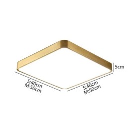 Minimalistické akrylové čtvercové zlaté stropní svítidlo pro zapuštěnou montáž
