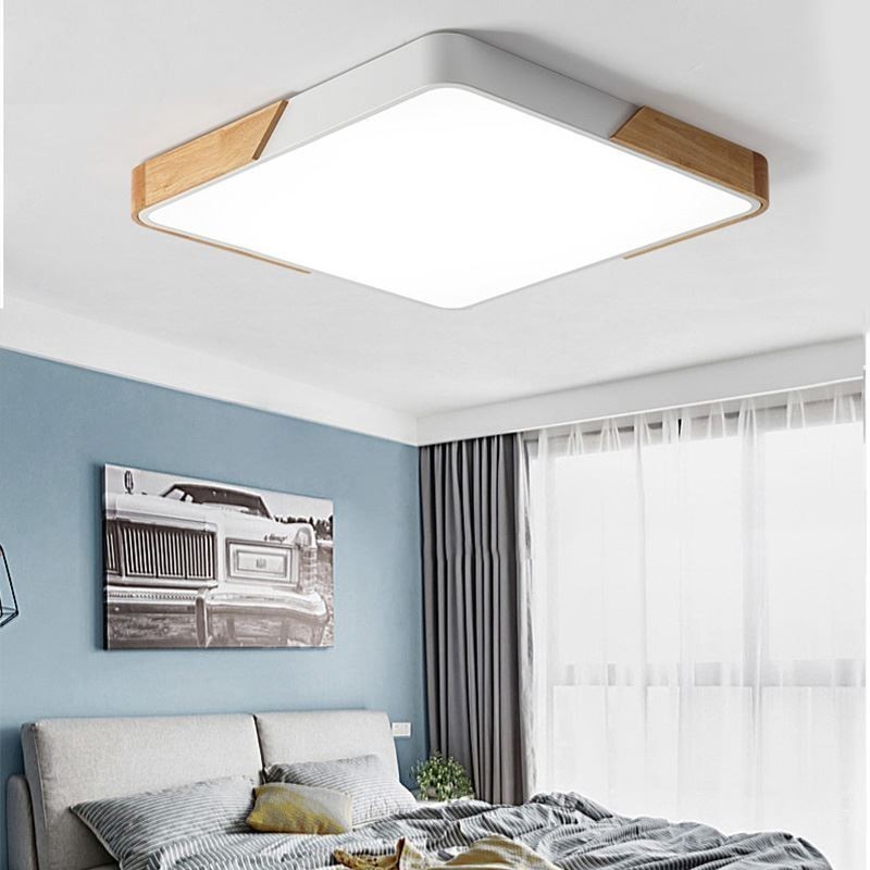 Jednoduché zapuštěné stropní svítidlo s dřevěným rámem Super tenký design lampy Ding Light