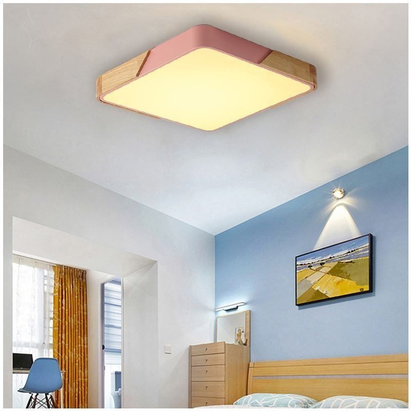 Jednoduché zapuštěné stropní svítidlo s dřevěným rámem Super tenký design lampy Ding Light
