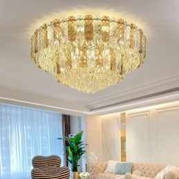 Křišťálové zapuštěné dvouvrstvé kulaté luxusní dekorativní stropní svítidlo 80 cm