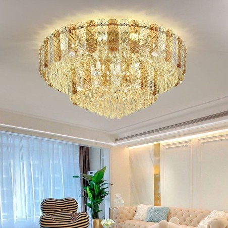 Křišťálové zapuštěné dvouvrstvé kulaté luxusní dekorativní stropní svítidlo 80 cm Křišťálové zapuštěné dvouvrstvé kulaté luxusní dekorativní stropní svítidlo 80 cm