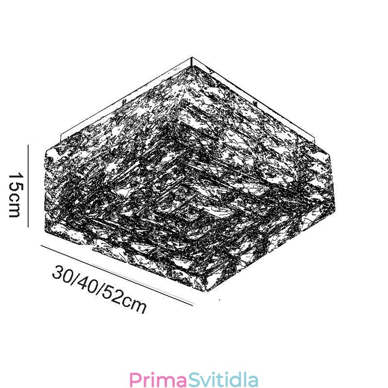Křišťálové stropní svítidlo zapuštěné ve třech barvách, stmívatelné