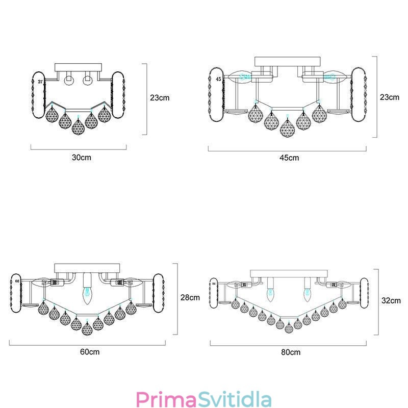 Kulaté křišťálové stropní svítidlo pro zapuštěnou montáž v evropském stylu
