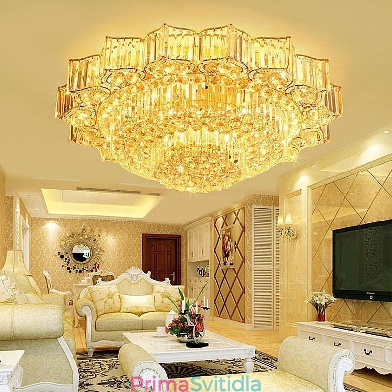 Elegantní zapuštěný kulatý křišťálový lustr ve tvaru květu