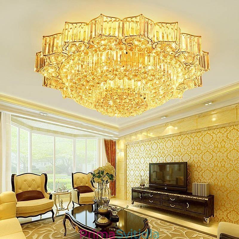 Elegantní zapuštěný kulatý křišťálový lustr ve tvaru květu