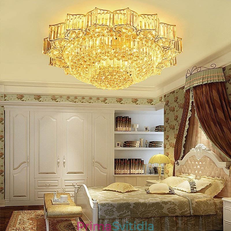 Elegantní zapuštěný kulatý křišťálový lustr ve tvaru květu
