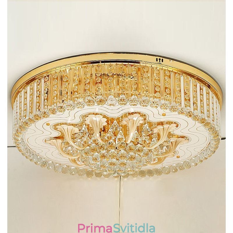 Elegantní zapuštěné světle zlaté křišťálové stropní svítidlo