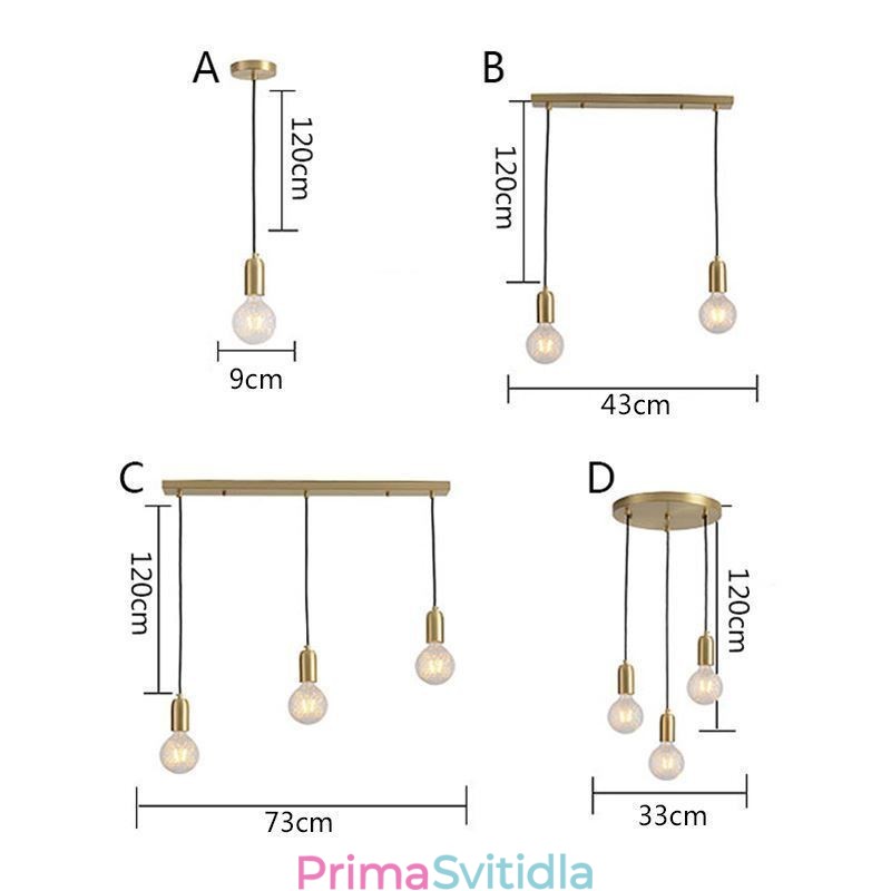 Kreativní minimalistické svítidlo Nordic Brass 3 Pendant Cluster Light Island