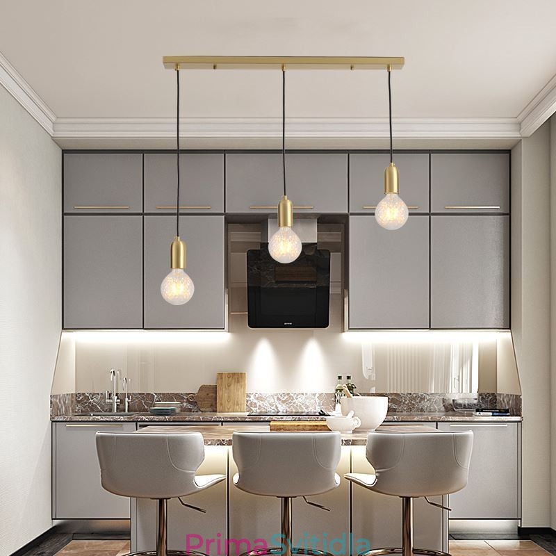 Kreativní minimalistické svítidlo Nordic Brass 3 Pendant Cluster Light Island