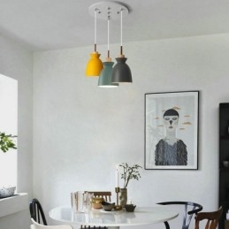 Nordic Simple Macaron Pendant Light Iron Arti Three Lights