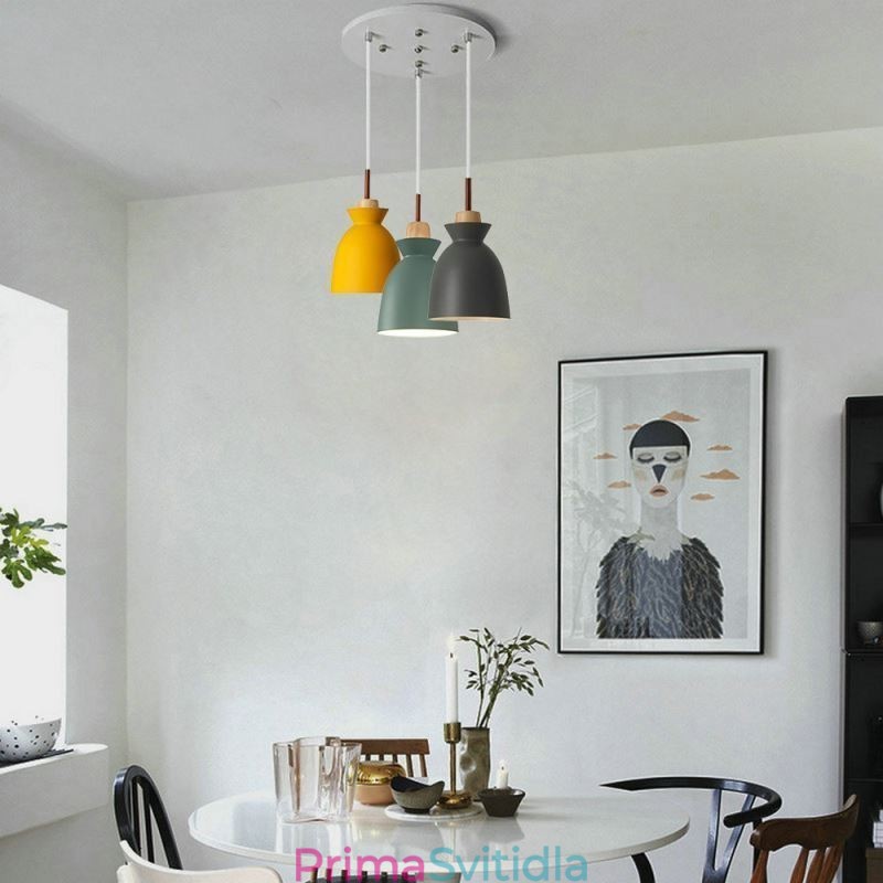 Nordic Simple Macaron Pendant Light Iron Arti Three Lights