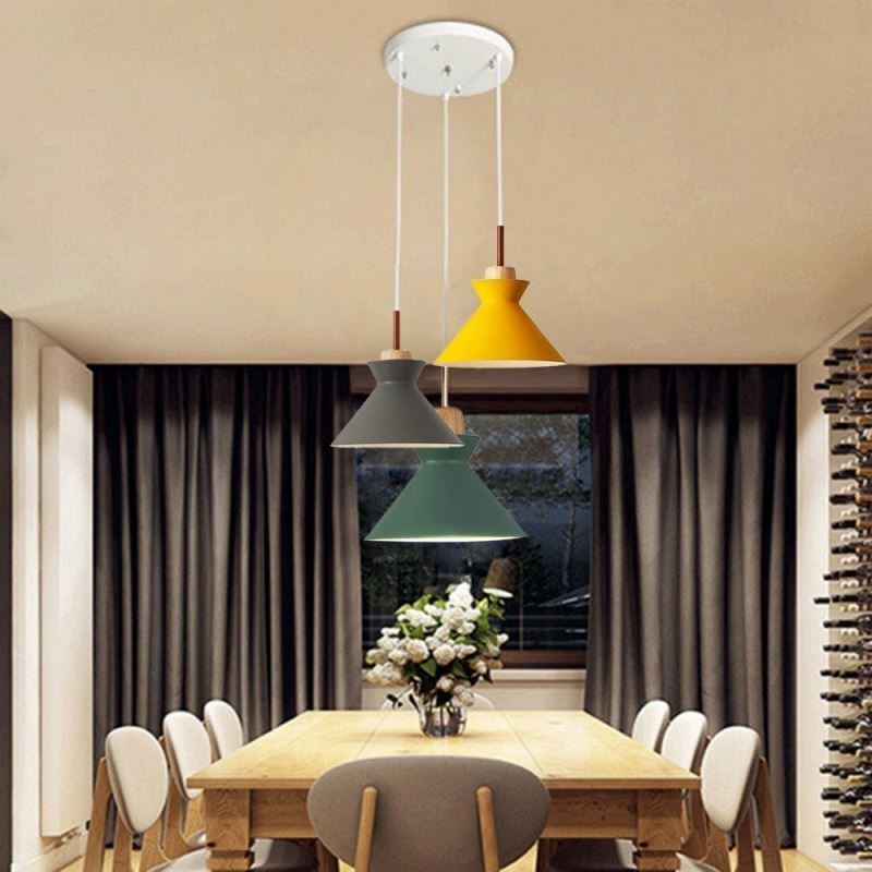 Nordic Macaron Island 3 Light Závěsné osvětlení Jednoduché Iron Arti Three Lights