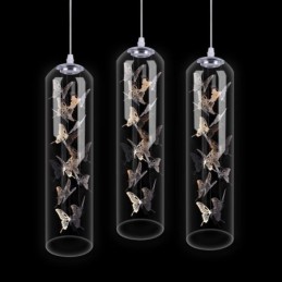 Skleněné závěsné světlo Creative Nordic Cylinder Lamp Butterfly Light