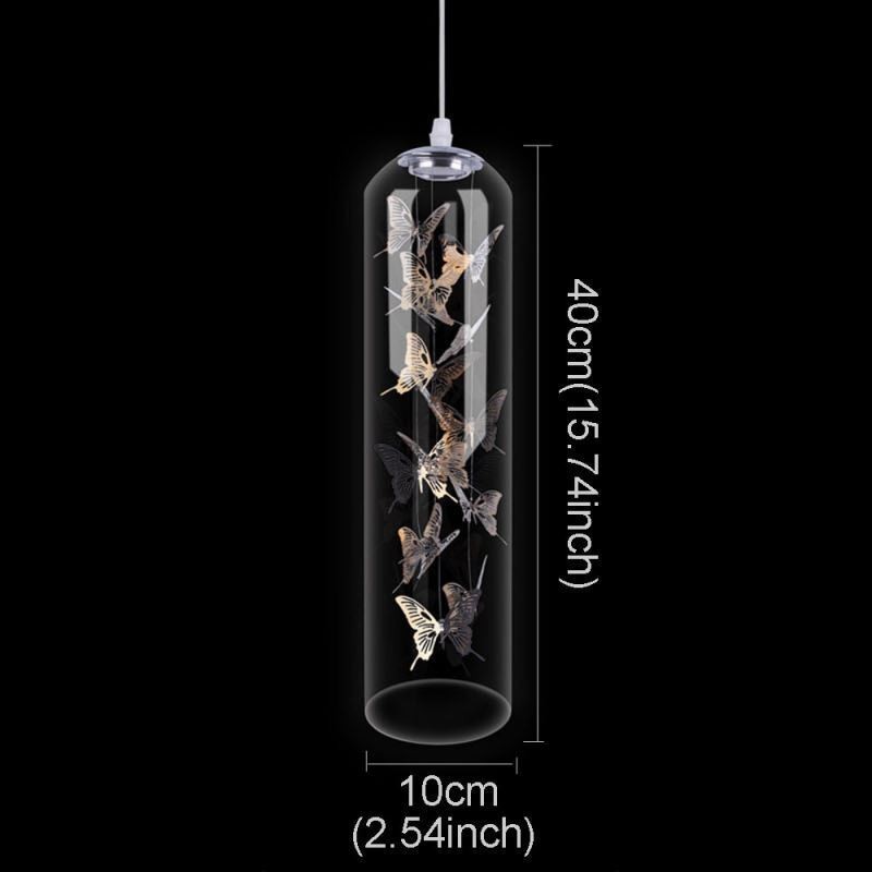 Skleněné závěsné světlo Creative Nordic Cylinder Lamp Butterfly Light