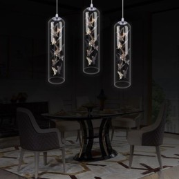 Skleněné závěsné světlo Creative Nordic Cylinder Lamp Butterfly Light