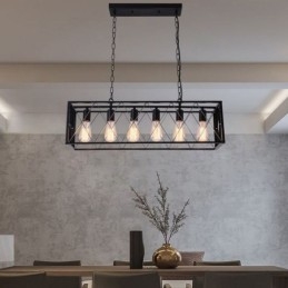 Rustikální obdélníkové závěsné svítidlo 6 Light Farmhouse závěsné světlo