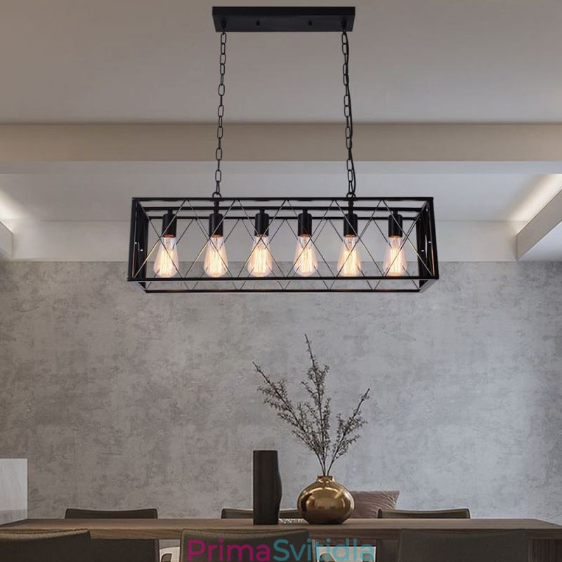 Rustikální obdélníkové závěsné svítidlo 6 Light Farmhouse závěsné světlo