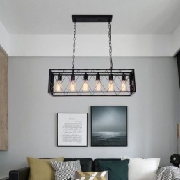 Rustikální obdélníkové závěsné svítidlo 6 Light Farmhouse závěsné světlo