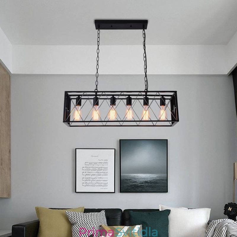 Rustikální obdélníkové závěsné svítidlo 6 Light Farmhouse závěsné světlo