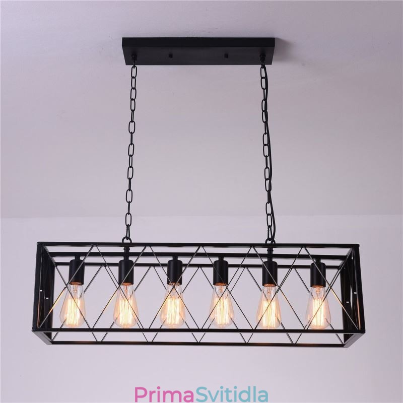 Rustikální obdélníkové závěsné svítidlo 6 Light Farmhouse závěsné světlo