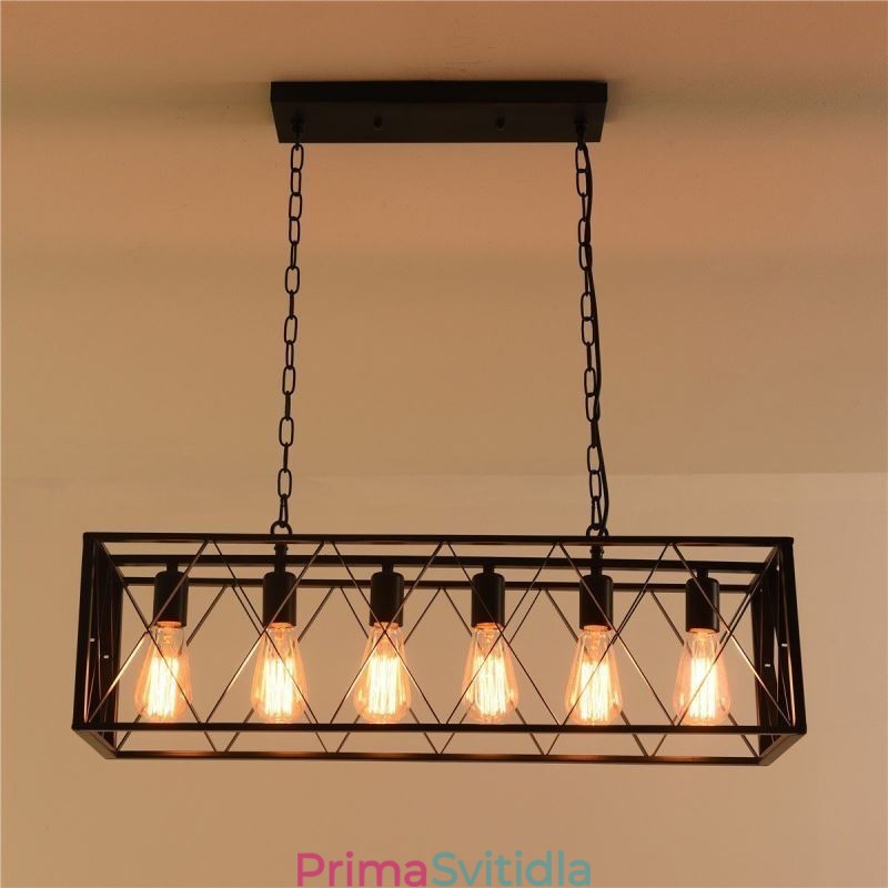 Rustikální obdélníkové závěsné svítidlo 6 Light Farmhouse závěsné světlo