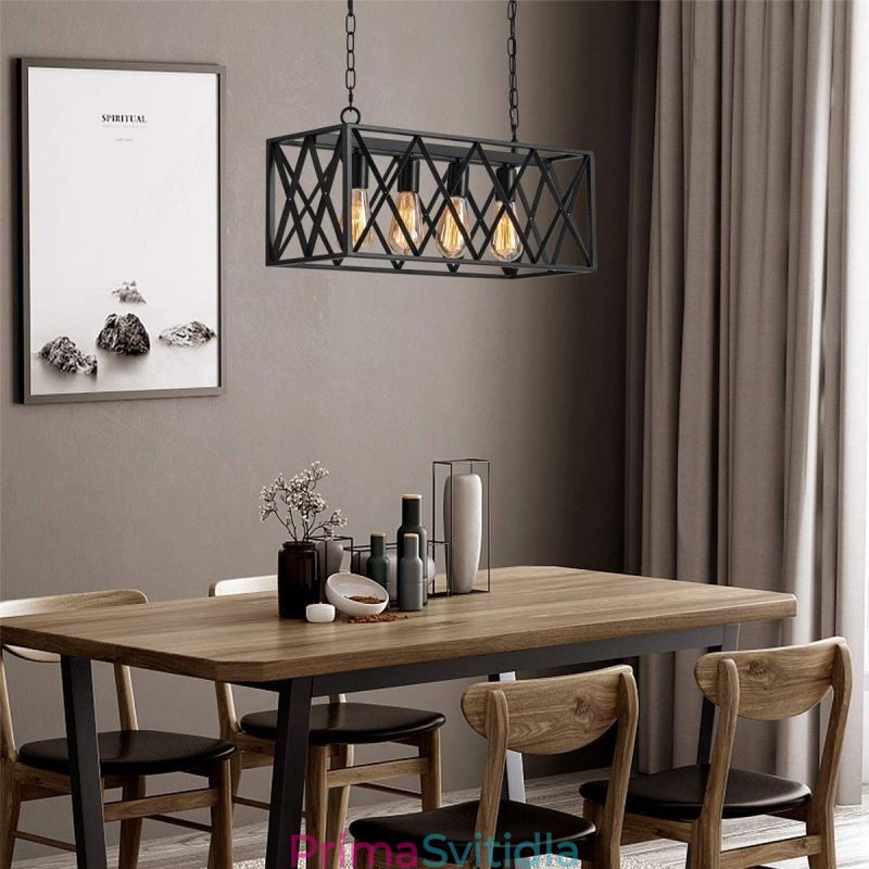 Rustikální obdélníkové závěsné svítidlo 4 Light Farmhouse závěsné světlo